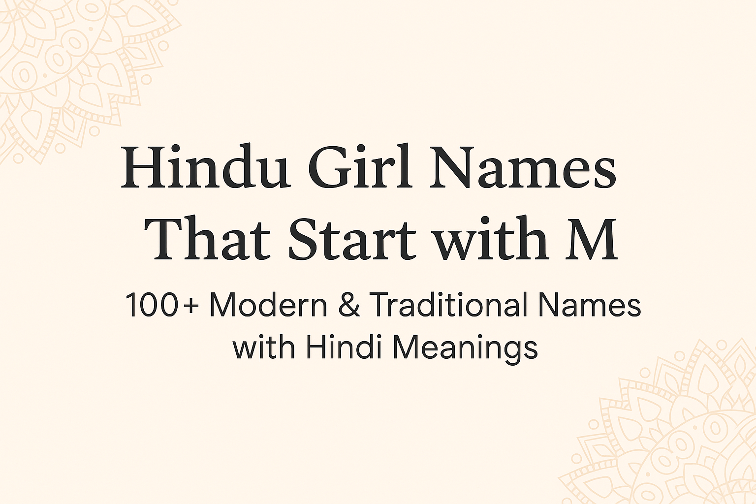 Hindu Girl Names That Start with M